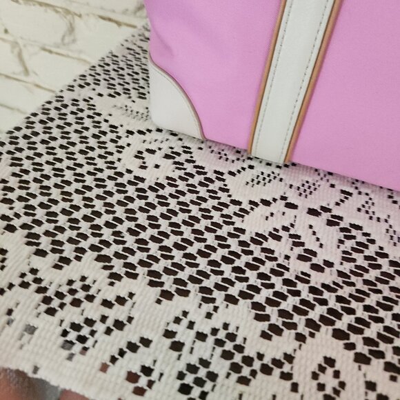 Euc Vintage Coach Hampton Pink & White Leather Shoulder Bag Tote Purse - Picture 12 of 16